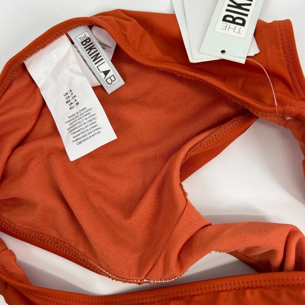 The Bikini Lab Bandeau Bikini Two Piece Set Orange Strappy NWT - Picture 7 of 12